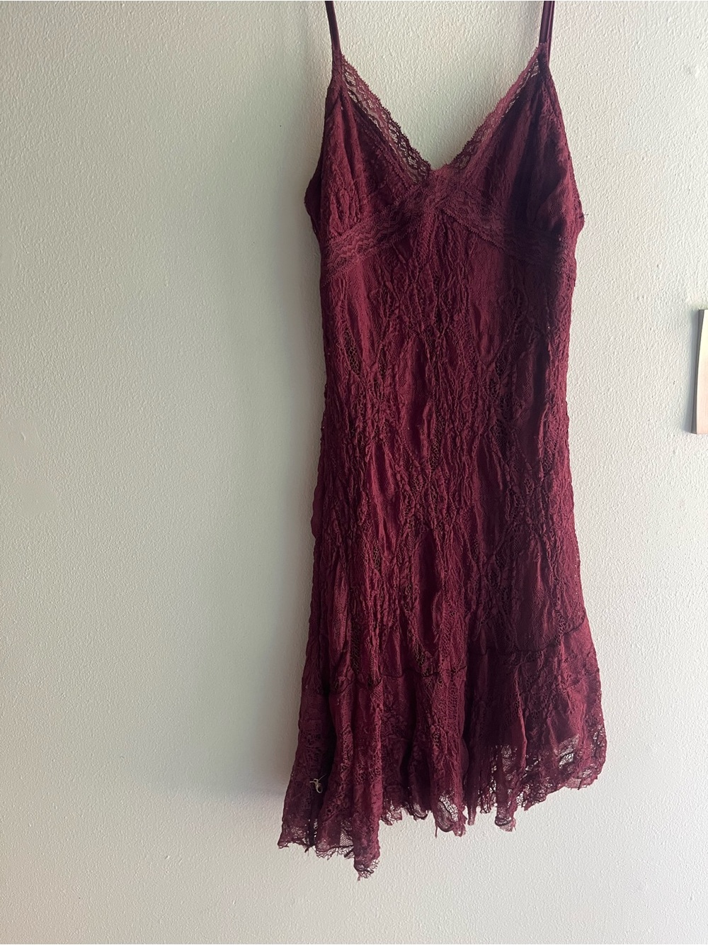 Pull&Bear Burgundy Lace Midi Slip Dress